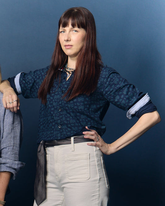 Navy with Green Floral Stella