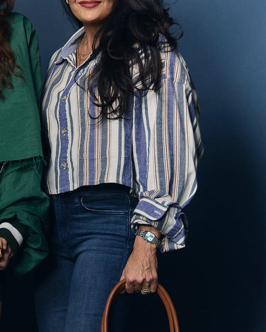Blue and White Denim Stripe Harlow