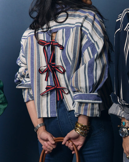 Blue and White Denim Stripe Harlow